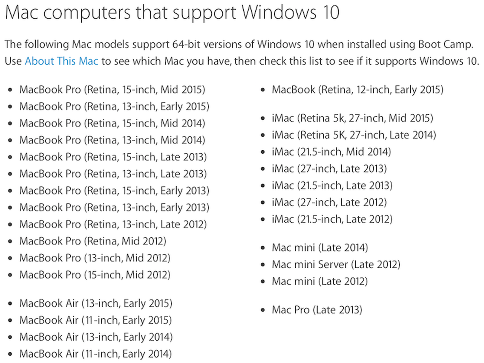windows support for mac